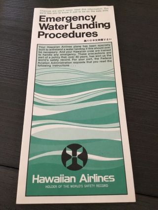 Vtg Hawaiian Airlines Emergency Water Landing Procedures In English & Japanese