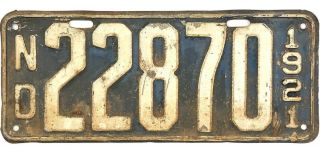 1921 North Dakota License Plate 22870