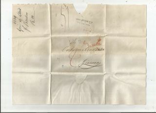Stampless Folded Letter: 1839 Genova,  Italy Red Sl
