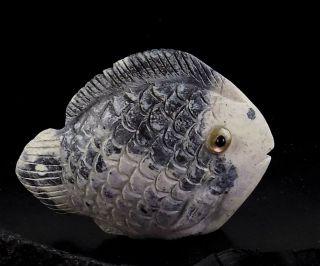 Zmt Zuni Sunfish Fetish By Ron Laahty - Opal Fluorite,  Tiffany Stone