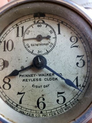 Rare Antique Early 1900 ' s Seth Thomas PHINNEY WALKER Automobile CAR CLOCK 8 days 3