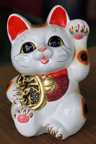 Maneki Neko Japanese Lucky Cat Koban Tokoname Yaki Made In Japan 23cm Good Smile