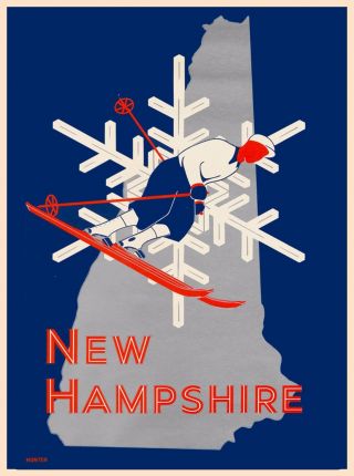Hampshire Ski United States America Vintage Travel Advertisement Art Poster