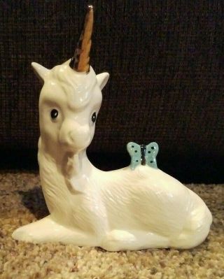 Vintage Bright Ideas Ceramic Figurine - Unicorn With Butterfly
