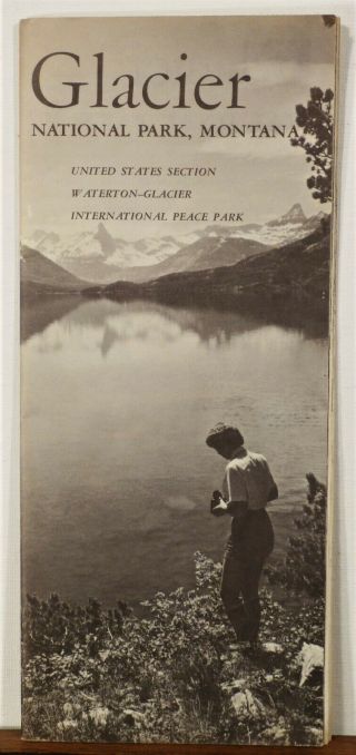 1963 Glacier National Park Montana Vintage Info Travel Brochure Map Waterton B