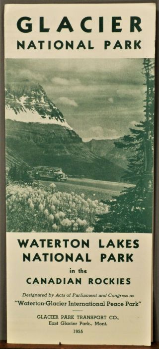 1955 Glacier Montana Waterton Lakes Park Vintage Travel Tour Brochure B