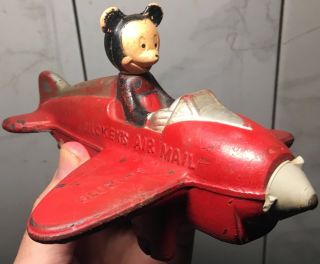 1920s rubber • Mickey Mouse • airplane pilot toy / Disney ‼️‼️ Air Mail 2