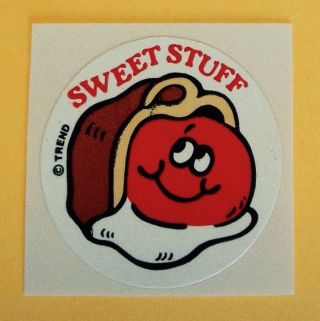 Vtg 80s Trend Scratch N Sniff Glossy Scented Sticker Sweet Stuff Cordial Cherry