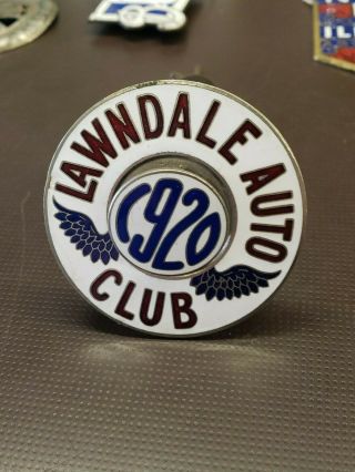 Antique Lawndale Auto Club License Plate Topper /car Badge Circa 1920
