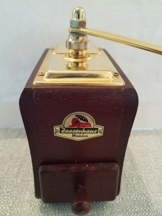 Vintage Rare Zassenhaus Mokka Coffee Grinder Dark Wood Gold Tone Fine Knob