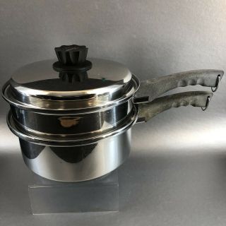 Lustre Craft Cookware 8.  75 " Sauce Pot Pan Steamer 5 Ply Stainless West Bend