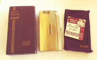 Vintage Ronson Pal Lighter W/box Pouch & Paper