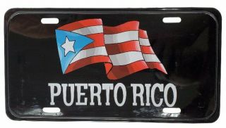 Puerto Rico Black And Flag 6 " X12 " Aluminum License Plate Tag (tablilla)
