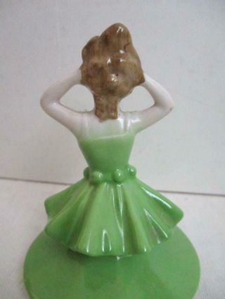 Vtg Art Deco Half Doll Bavaria Powder/Dresser/Trinket Jar - Green 4