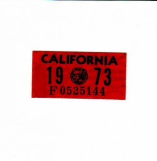 1973 California License Plate Validation Sticker,  Near Dmv Issued