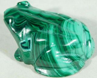 A Larger Deep Green Malachite Toad Or Frog Carving From The Congo 123gr E