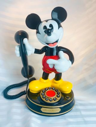 Disney Mickey Mouse Telemania Telephone Talking Animated Phone Great W/box