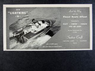 1957 Switzer Craft Lightning 16 Boat Photo Vintage Print Ad