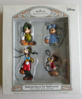 2007 Hallmark Mini Disney Halloween Ornaments Mickey Minnie Goofy & Donald