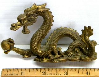 Vintage Solid Brass Dragon With Scales And Horns 4 1/2” Long
