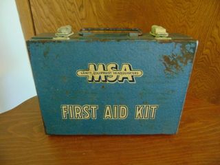 Vintage Msa First Aid Kit Metal Kit With Medical Supplies Miner