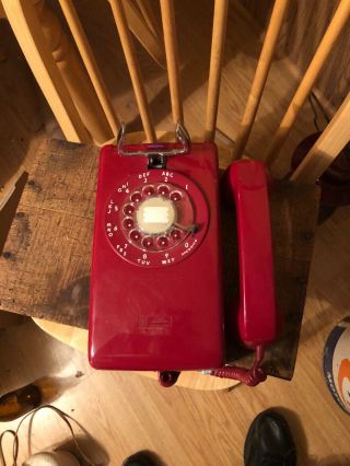 Rare Northern Electric Red Rotary Wall Phone In Made In Canada