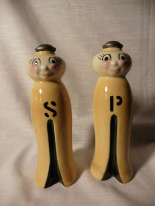 Vintage Anthropomorphic Clothespin Shaped Large Salt And Pepper Shakers