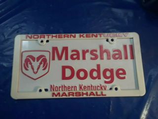 Vintage Advertising Dealer License Plate & Frame Marshall Dodge Northern Ky