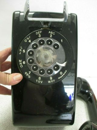 Vintage Black Itt Wall Mount Rotary Dial Telehone