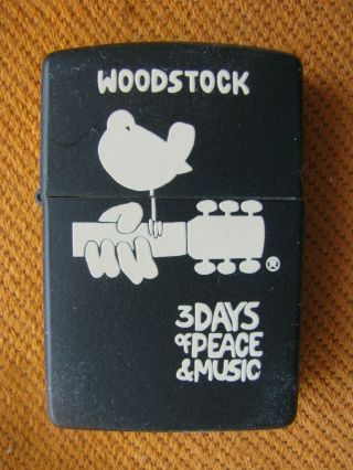 Vintage Zippo Woodstock Black Matte Lighter