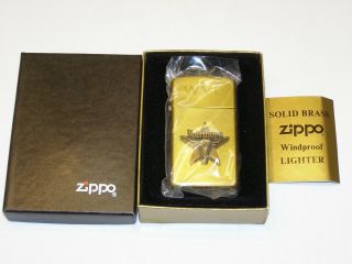 1991 Vintage Zippo Marlboro Longhorn & Star Solid Brass Nos Cigarette Lighter