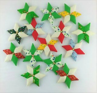 14 Handmade Quilted Stars Christmas Ornament Homemade Country Charm