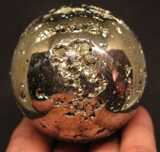 60mm 1lb 0.  4oz Natural Pyrite Geode Crystal Sphere Ball