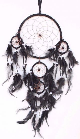 Black Handmade Dream Catcher With Leather Feather Home Car Wall Decor (qty 2)