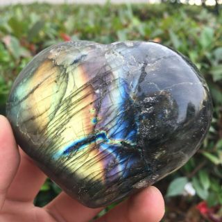 500g Natural Heart - Shaped Labradorite Quartz Crystal Energy Healing Flh64