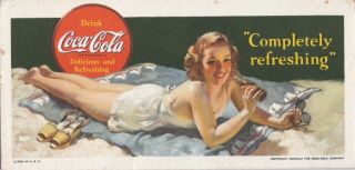 Drink Coca - Cola " Completely Refreshing " 1942 Coca - Cola Illustrated Ink Blotter