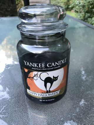 Yankee Candle Happy Halloween Black Cat 22 Oz.  Candle,  Licorice Scent,  Retired