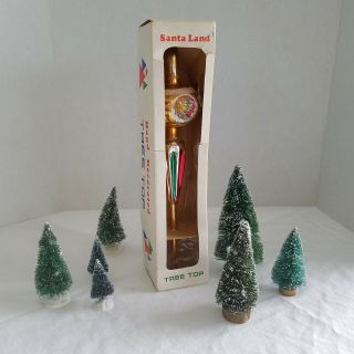 Lovely Vintage Santa Land Hand Blown Tree Topper & Box