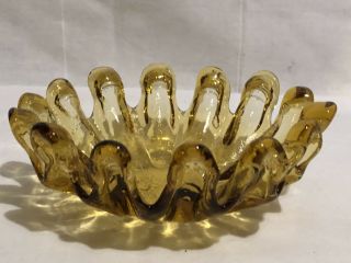 Vintage Amber Glass Colored Ashtray 6 Ins.  1960’s