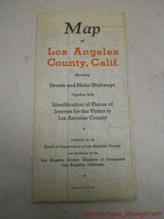 Early Los Angeles County California Street & Highway Road Map (nr)