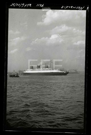 1935 Ss Normandie Ocean Liner Ship Old Photo Negative H82