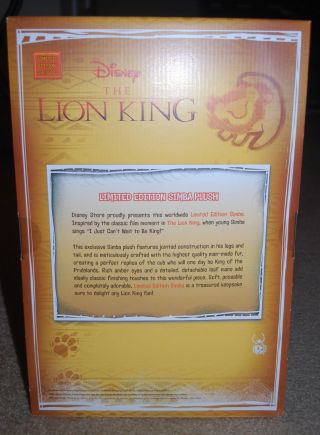 DISNEY STORE THE LION KING SIMBA PLUSH LIMITED EDITION OF 3500 4