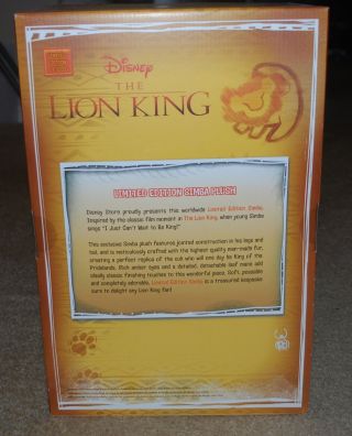 DISNEY STORE THE LION KING SIMBA PLUSH LIMITED EDITION OF 3500 6