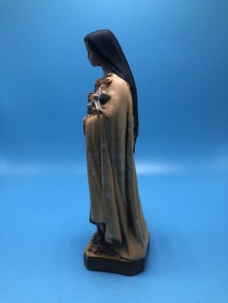 Vintage Antique Chalkware Saint Teresa Religious Statue Holding Cross 5