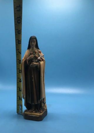 Vintage Antique Chalkware Saint Teresa Religious Statue Holding Cross 8