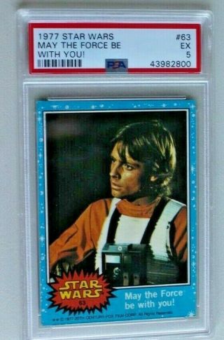 1977 Topps Star Wars May The Force Be With You 63 Blue Border Psa 5