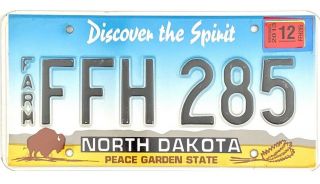 2013 North Dakota Farm License Plate Ffh285
