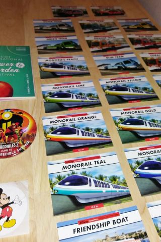 Disney World Complete Full Set 1 - 34 Transportation Cards Monorail Boat Bus Token