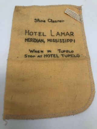 Vintage Hotel Lamar Tupelo Meridian Mississippi Shoe Shine Cleaner Mitt