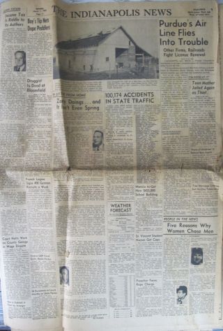 Indiana Newspaper The Indianapolis News March 1 1952 Rural Farmers Purdue